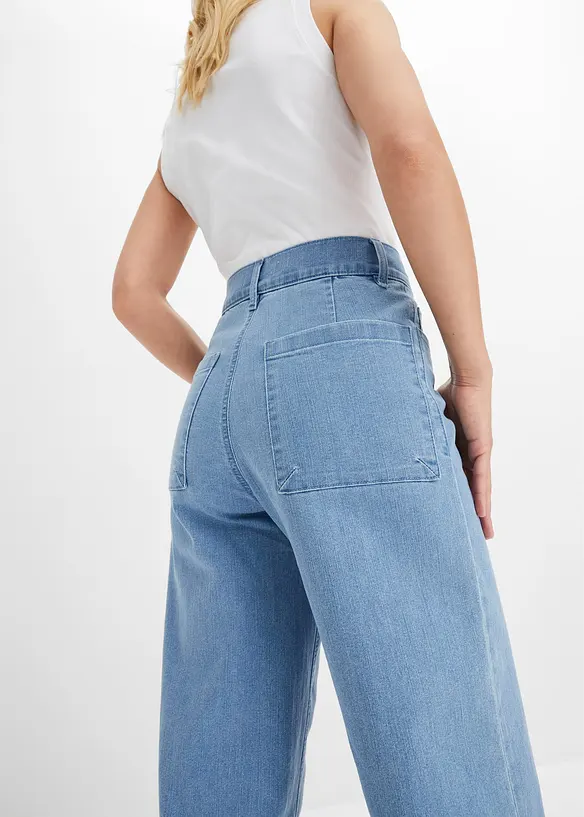 Jeans cropped wide leg, vita alta, bonprix