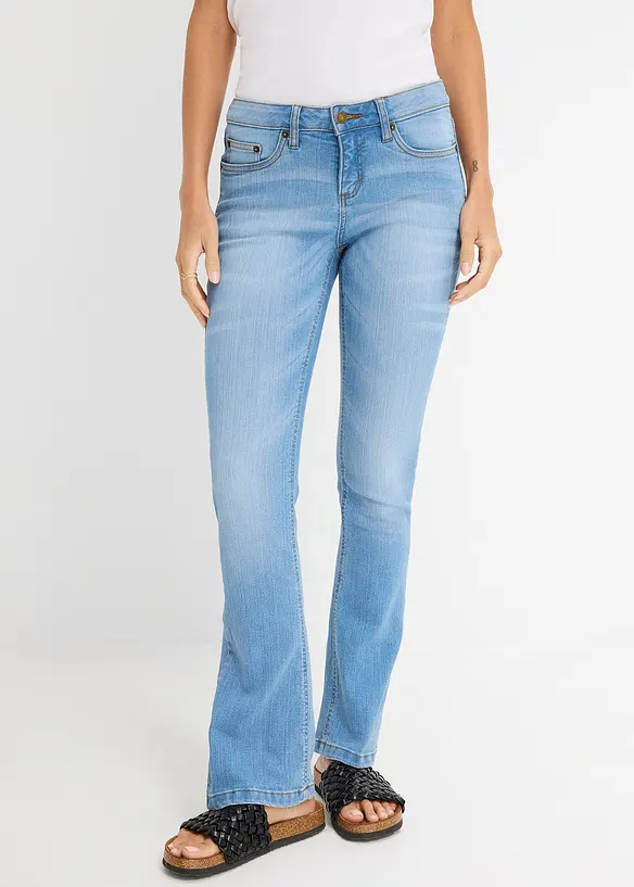 Jeans bootcut elasticizzati, vita media, bonprix
