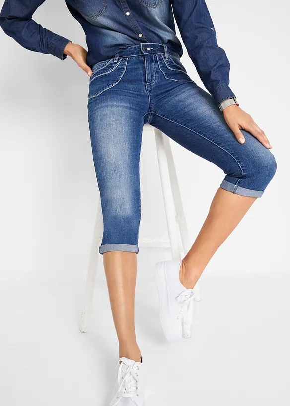 Jeans cropped straight, vita media, bonprix