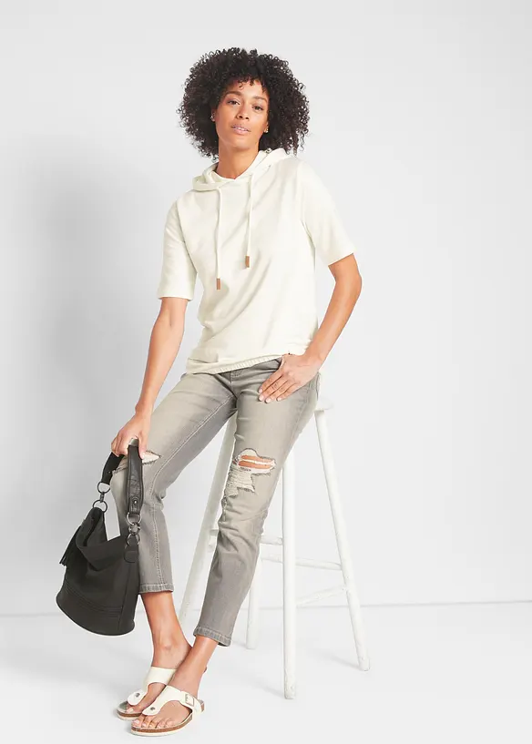 Felpa con cappuccio in misto cotone, bonprix