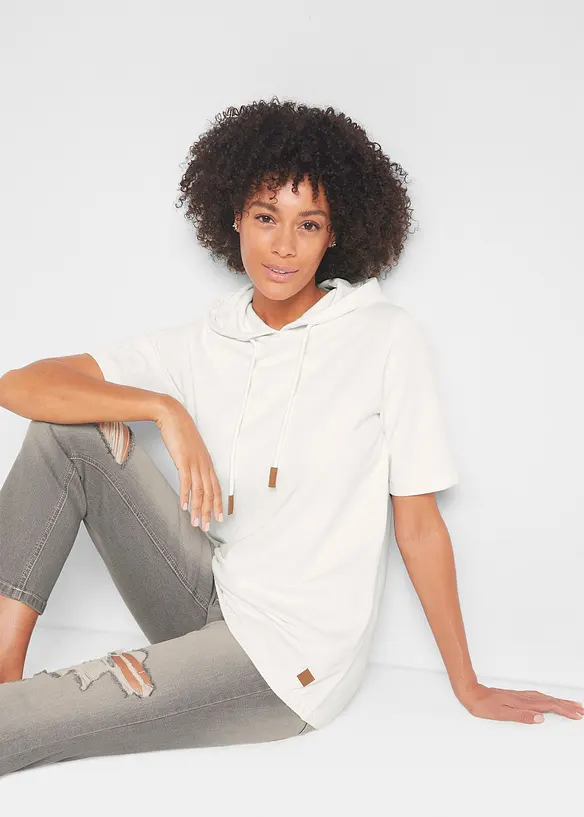 Felpa con cappuccio in misto cotone, bonprix