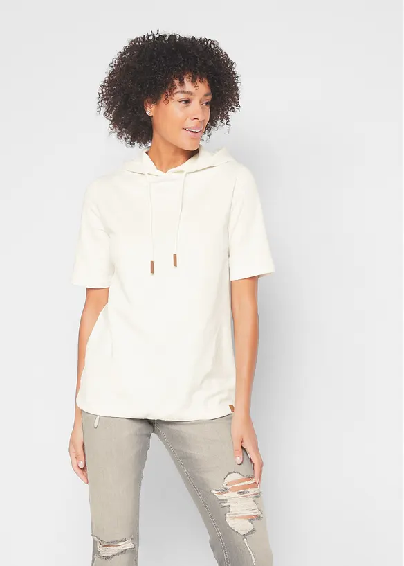 Felpa con cappuccio in misto cotone, bonprix