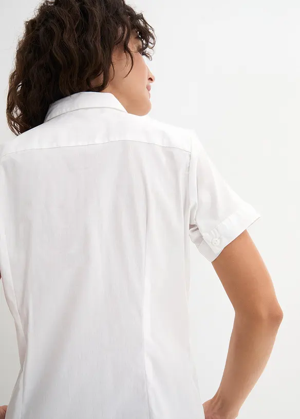 Camicetta elasticizzata a maniche corte in misto cotone, bonprix