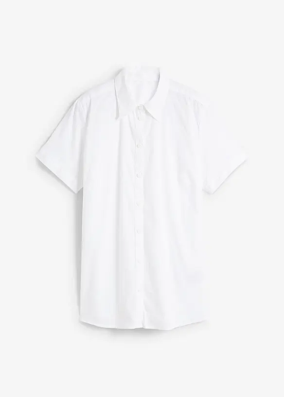 Camicetta elasticizzata a maniche corte in misto cotone, bonprix