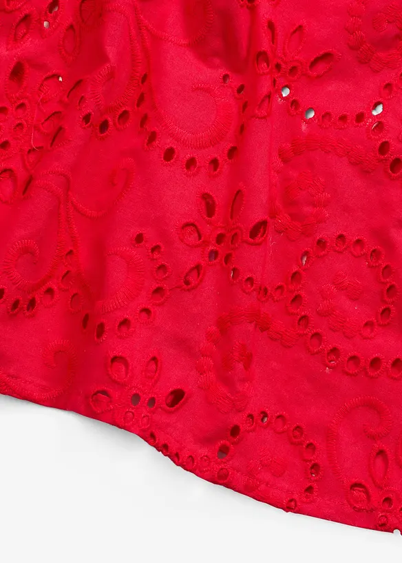 Abito con ricami traforati in puro cotone, bonprix