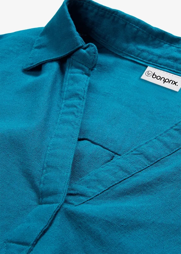 Blusa in misto lino con maniche a 3/4, bonprix