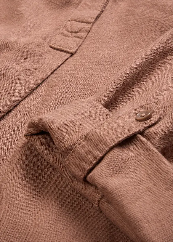 Blusa in misto lino con maniche a 3/4, bonprix