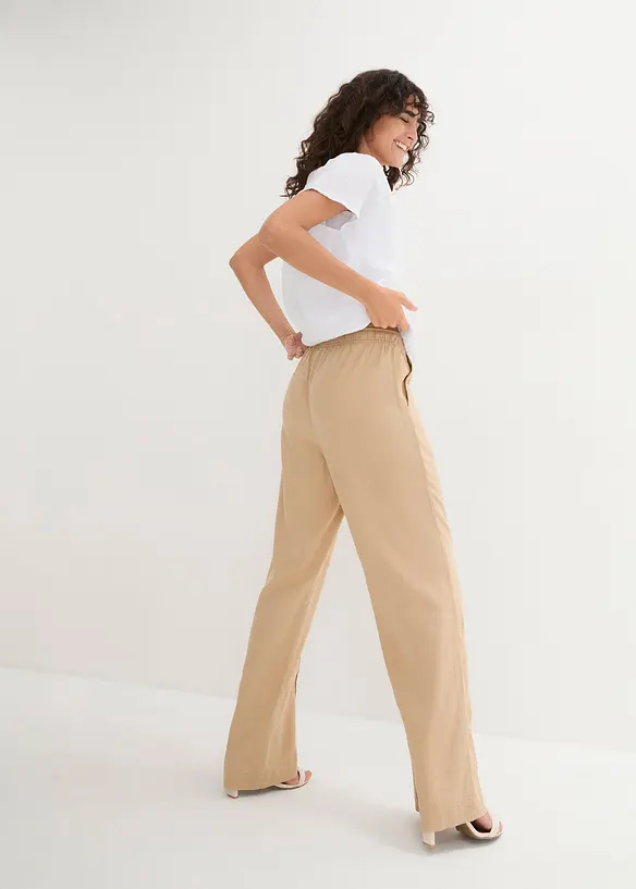 Pantaloni a palazzo in misto lino e viscosa leggero, bonprix