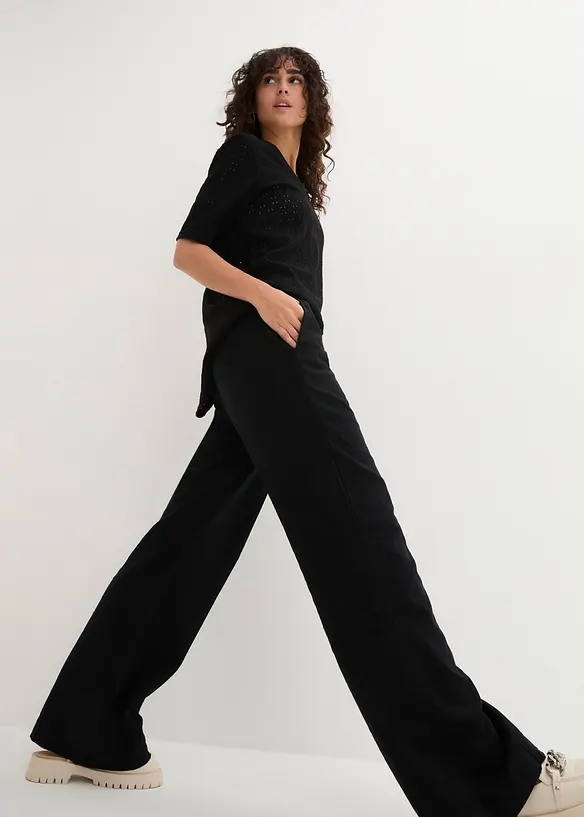 Pantaloni a palazzo in misto lino e viscosa leggero, bonprix