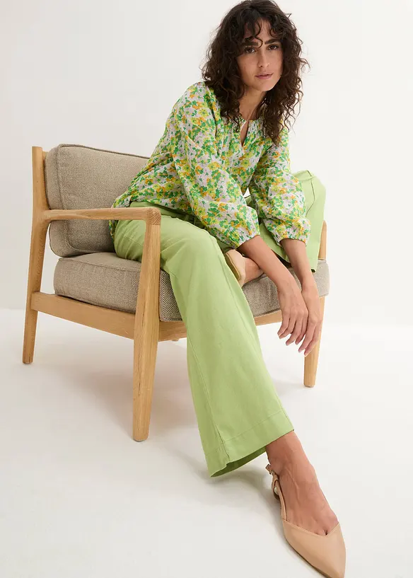 Pantaloni a palazzo in misto lino e viscosa leggero, bonprix