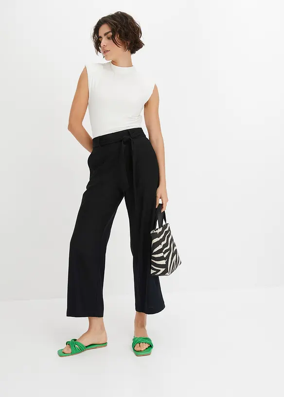 Pantaloni culotte in misto lino leggero, bonprix