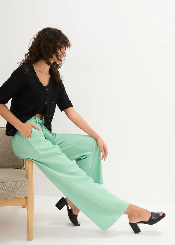 Pantaloni culotte in misto lino leggero, bonprix