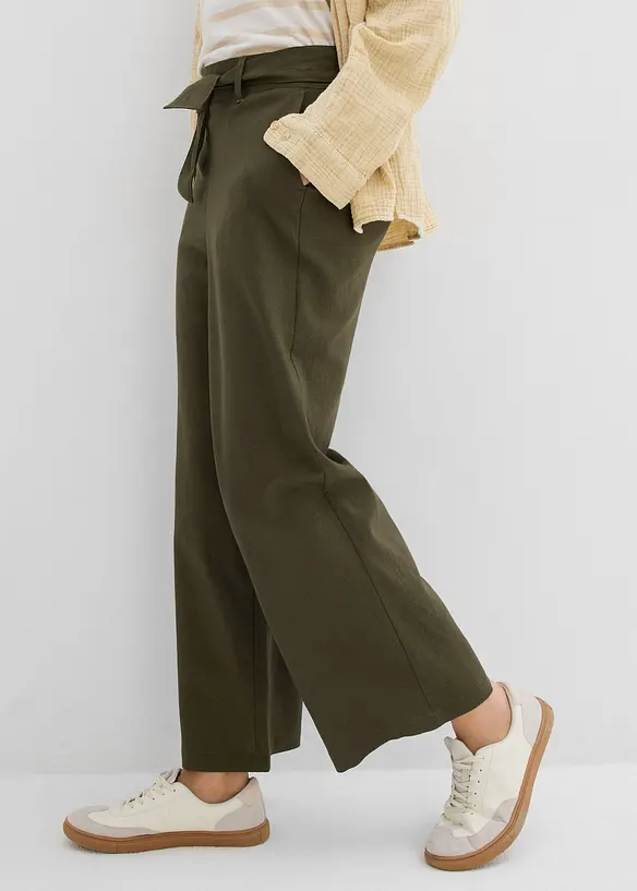 Pantaloni culotte in misto lino leggero, bonprix