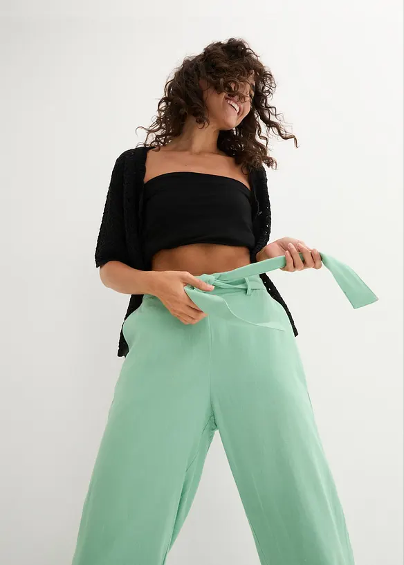 Pantaloni culotte in misto lino leggero, bonprix