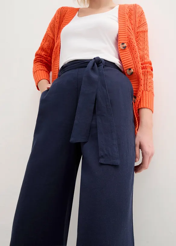 Pantaloni culotte in misto lino leggero, bonprix
