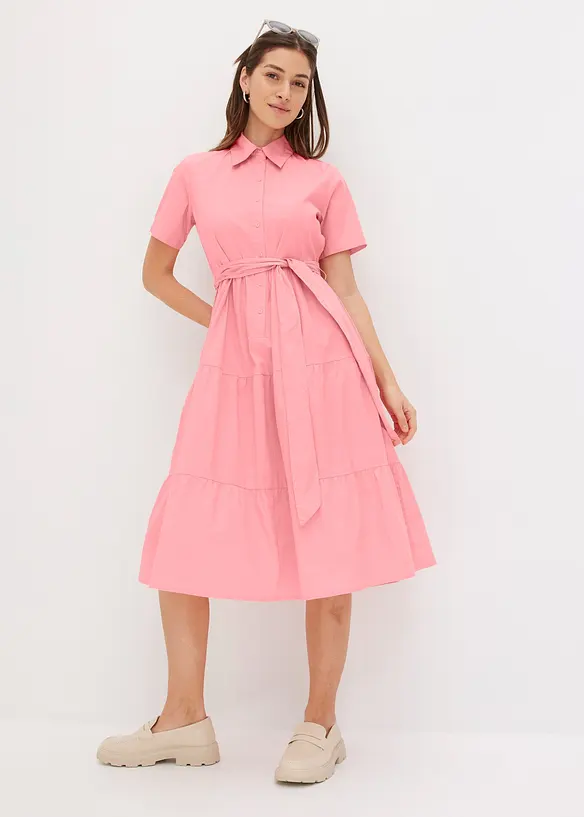 Abito chemisier in misto cotone elasticizzato, bonprix