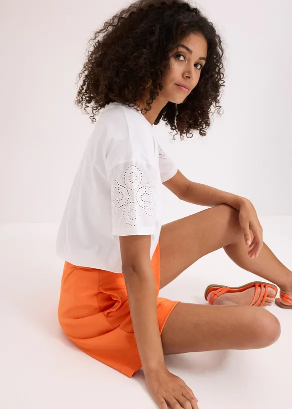 T-shirt con ricami traforati, bonprix