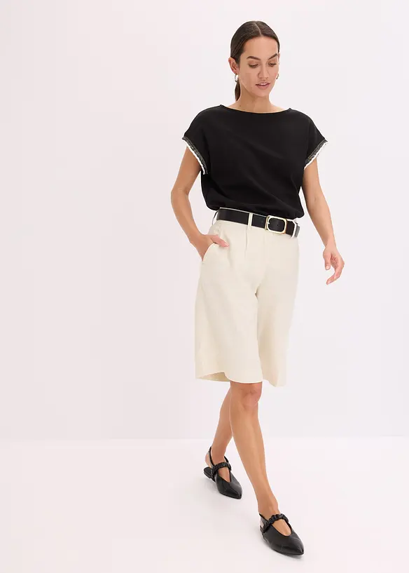 Maglia in puro cotone con finiture decorative, bonprix