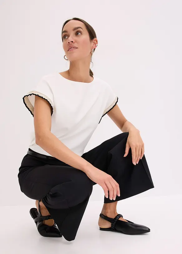 Maglia in puro cotone con dettagli decorativi, bonprix