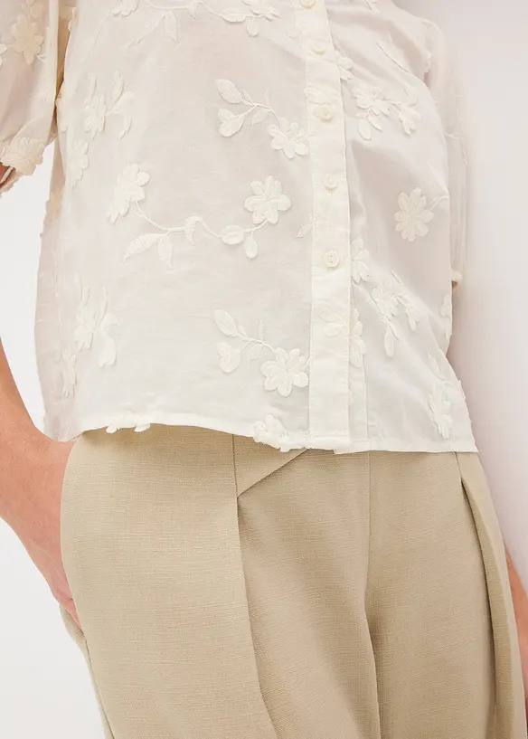 Blusa a maniche corte in puro cotone, bonprix