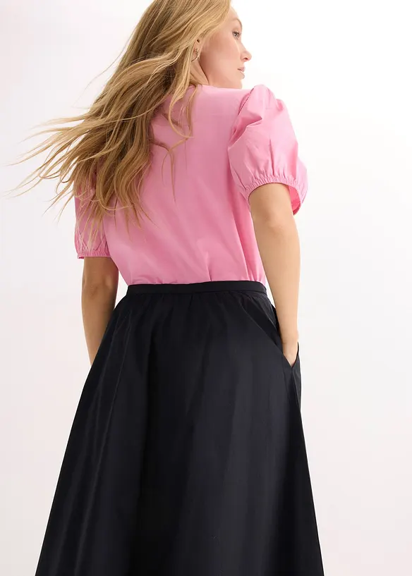 Gonna midi in misto cotone elasticizzato, bonprix