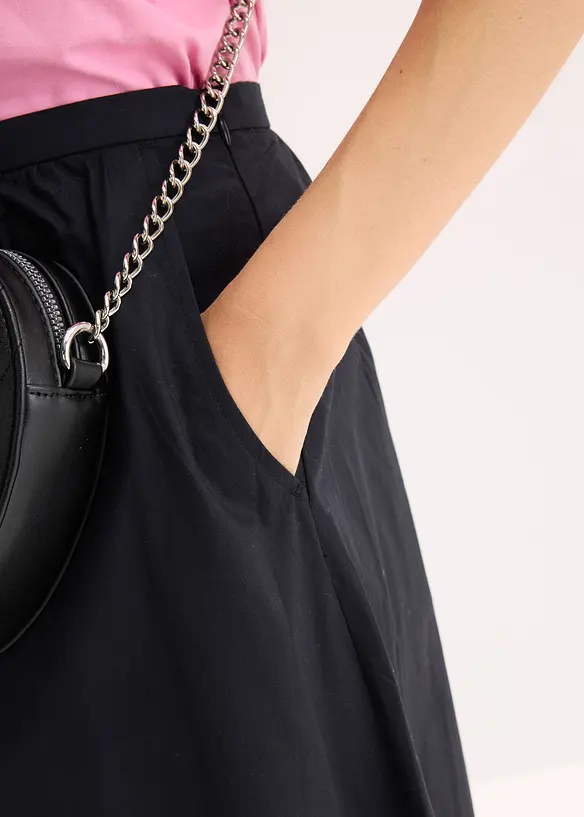 Gonna midi in misto cotone elasticizzato, bonprix