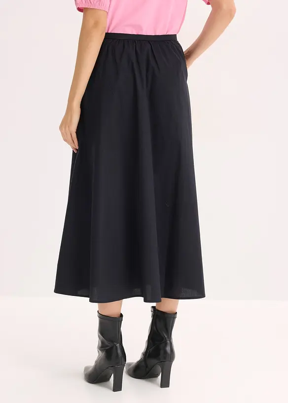 Gonna midi in misto cotone elasticizzato, bonprix