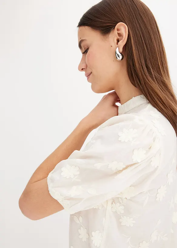 Blusa a maniche corte in puro cotone, bonprix