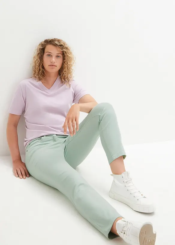Pantaloni cropped in misto cotone elasticizzato, bonprix