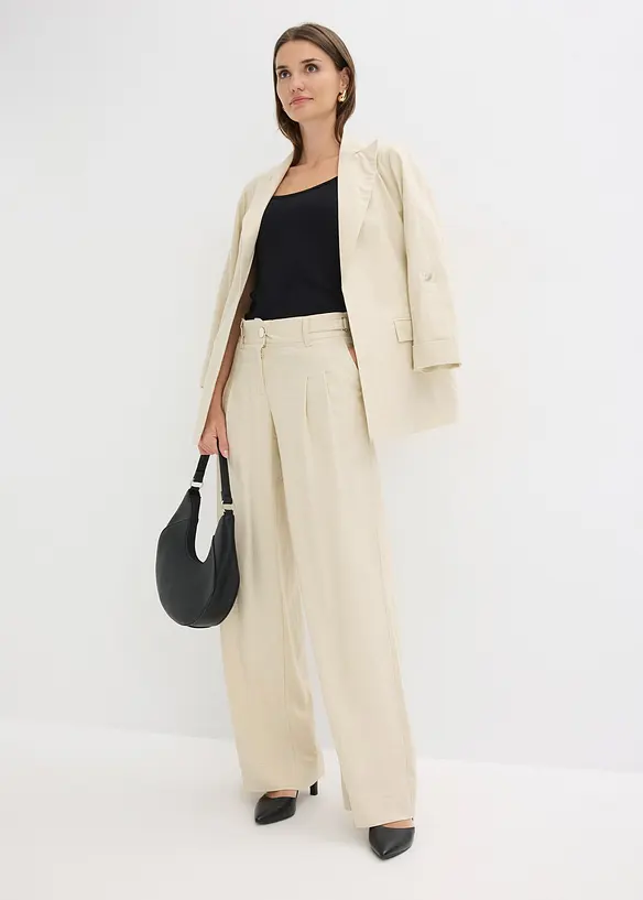 Pantaloni a palazzo in misto lino leggero, bonprix