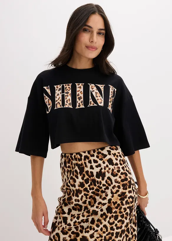 T-shirt cropped in puro cotone biologico, bonprix
