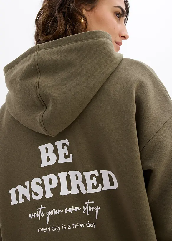 Felpa oversize con cappuccio in misto cotone morbido, bonprix