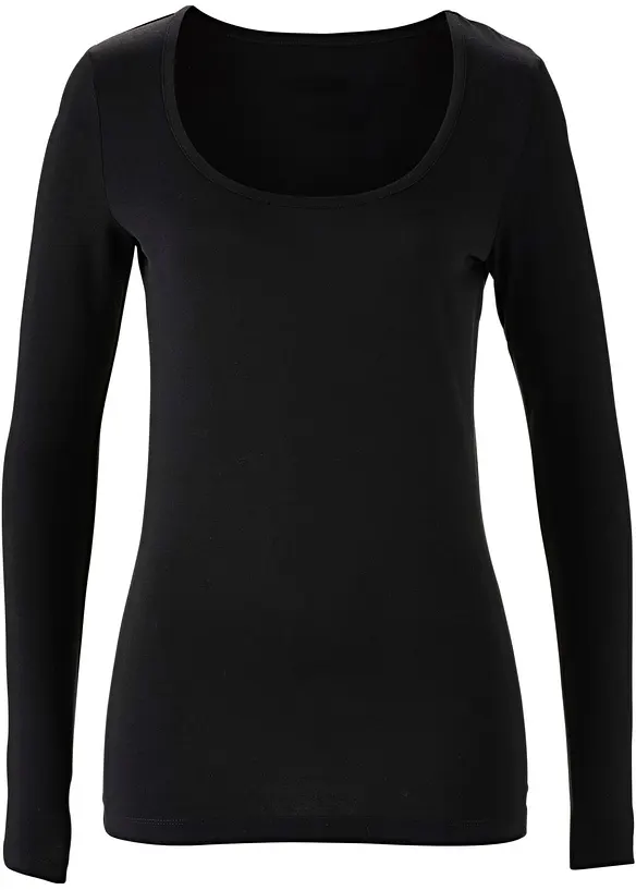Maglia elasticizzata aderente a maniche  lunghe, bonprix