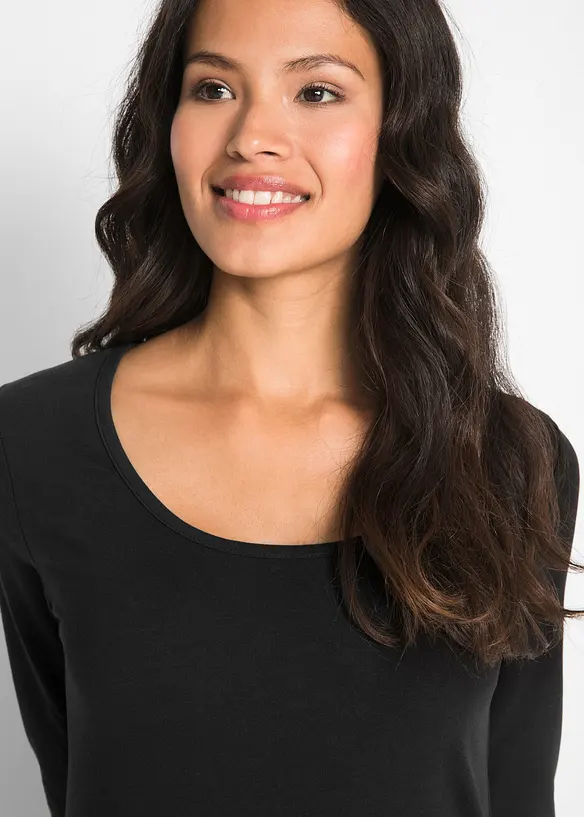 Maglia elasticizzata aderente a maniche  lunghe, bonprix