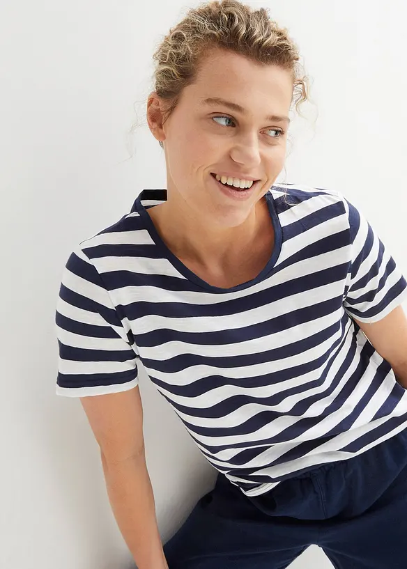 T-shirt con scollo rotondo in cotone (pacco da 2), bonprix