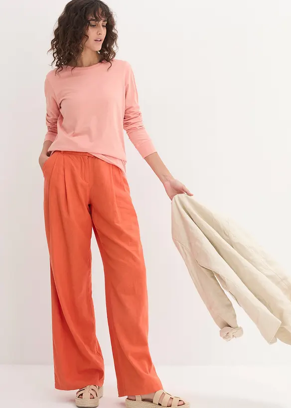 Maglia lunga con scollo rotondo e maniche lunghe  (pacco da 5), bonprix