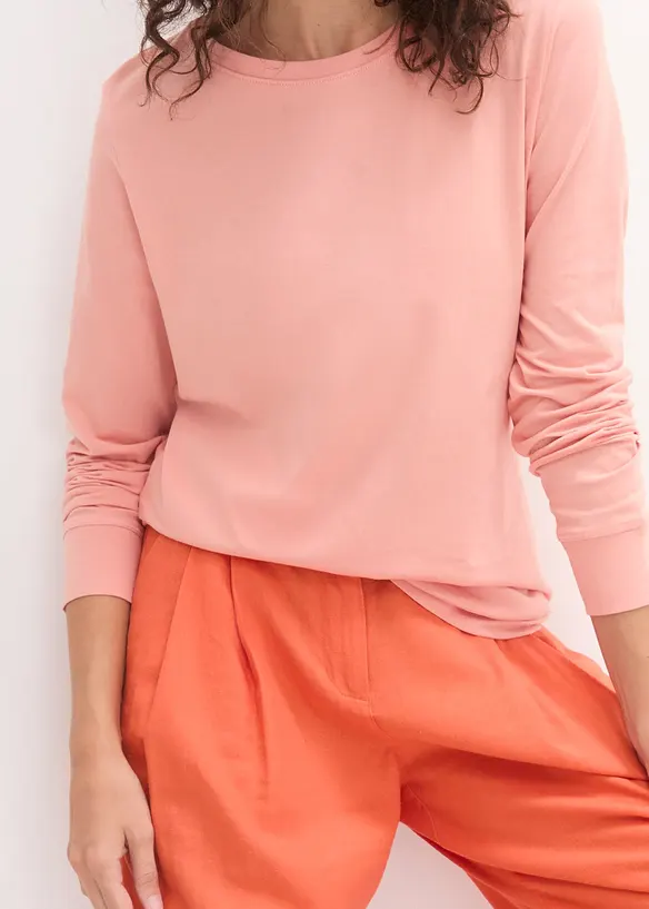 Maglia lunga con scollo rotondo e maniche lunghe  (pacco da 5), bonprix