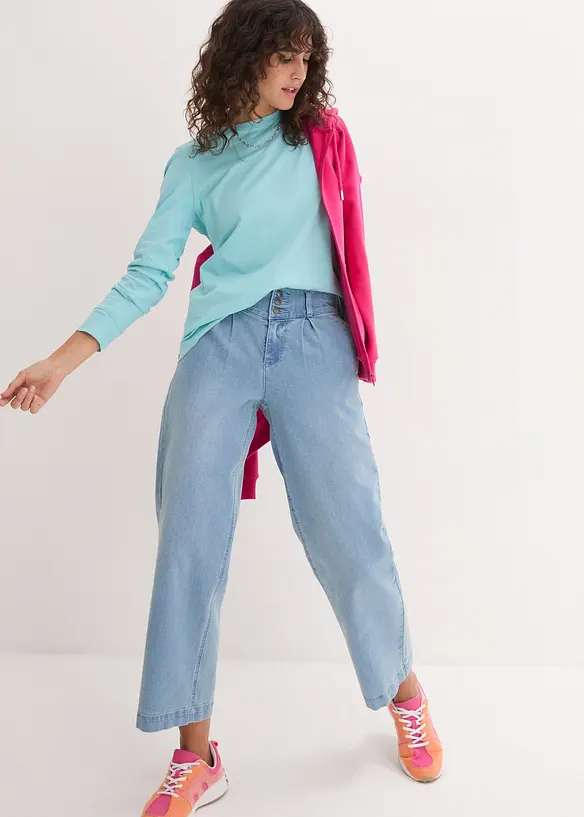 Maglia lunga con scollo rotondo e maniche lunghe  (pacco da 5), bonprix