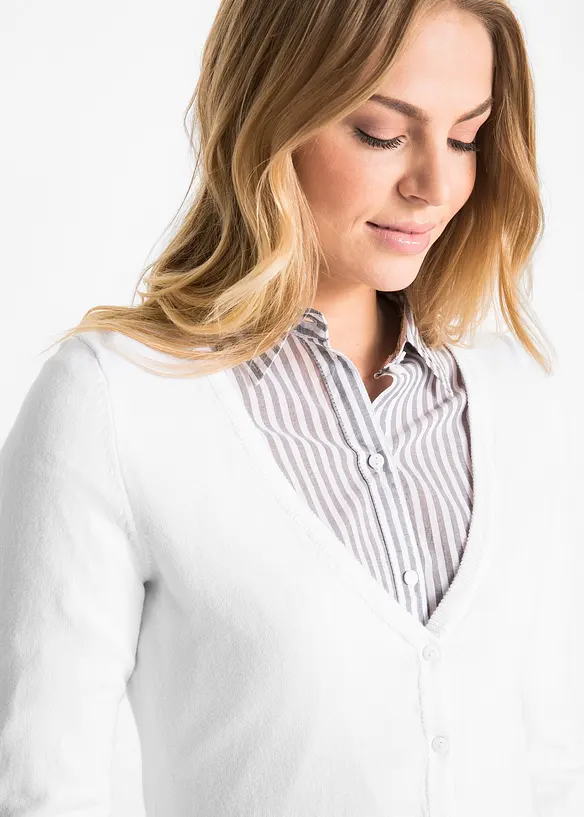 Cardigan in filato fine con bottoni, bonprix