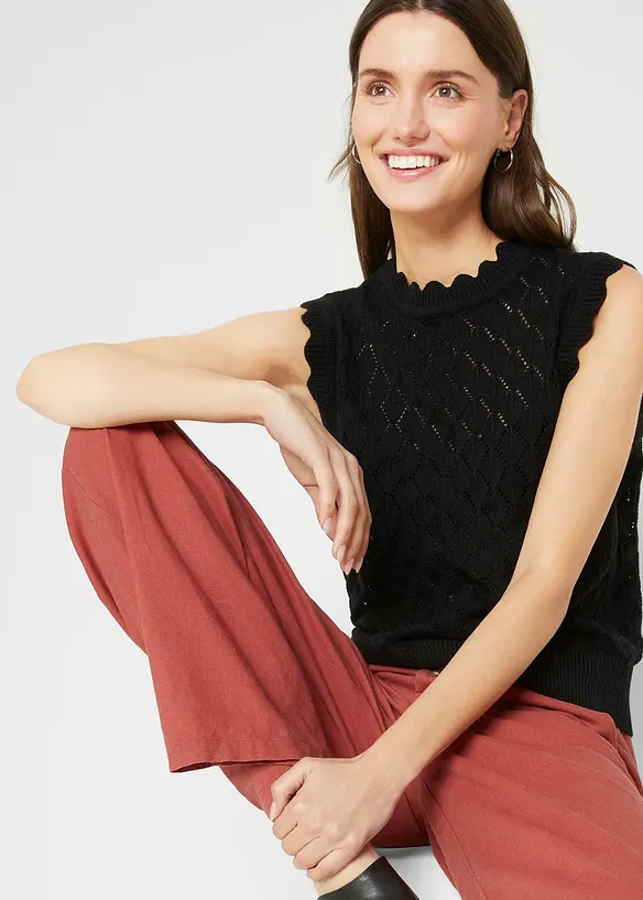 Gilet traforato in misto cotone, bonprix