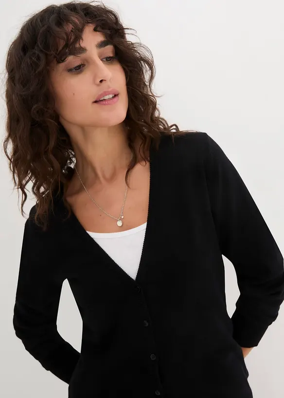 Cardigan in filato fine con bottoni, bonprix