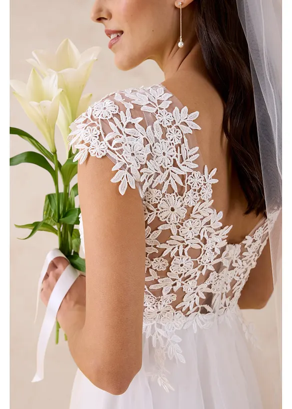 Abito da sposa in delicato tulle con pizzo, bonprix