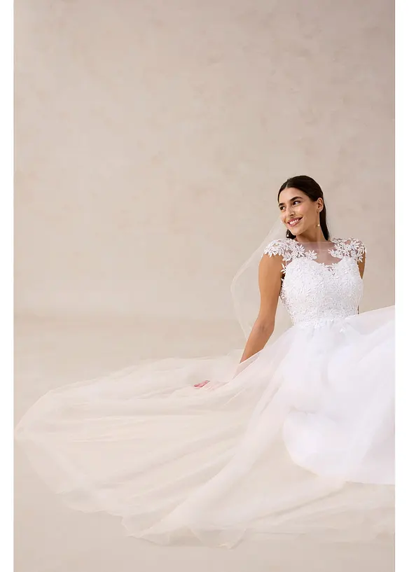 Abito da sposa in delicato tulle con pizzo, bonprix