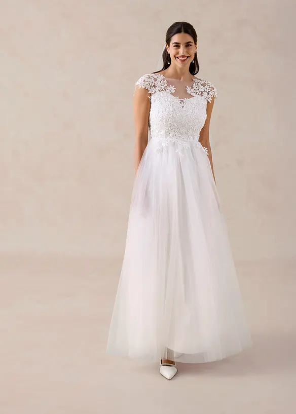 Abito da sposa in delicato tulle con pizzo, bonprix