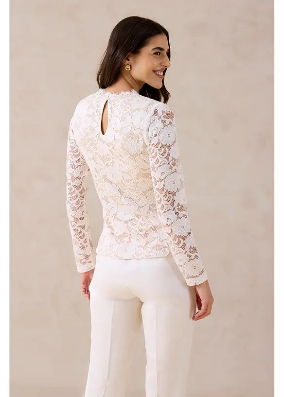 Maglia in pizzo a maniche lunghe, bonprix