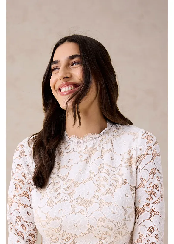 Maglia in pizzo a maniche lunghe, bonprix