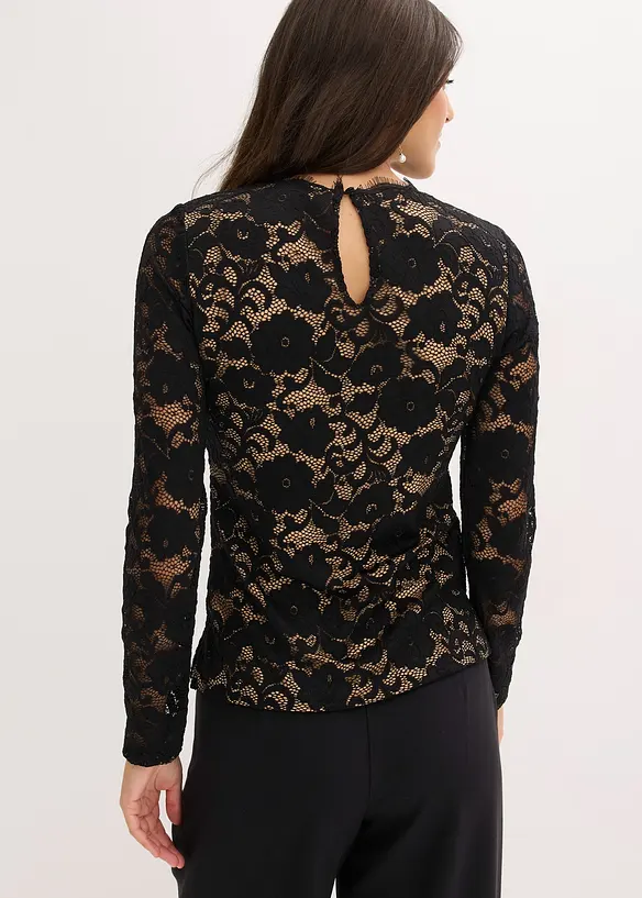 Maglia in pizzo a maniche lunghe, bonprix