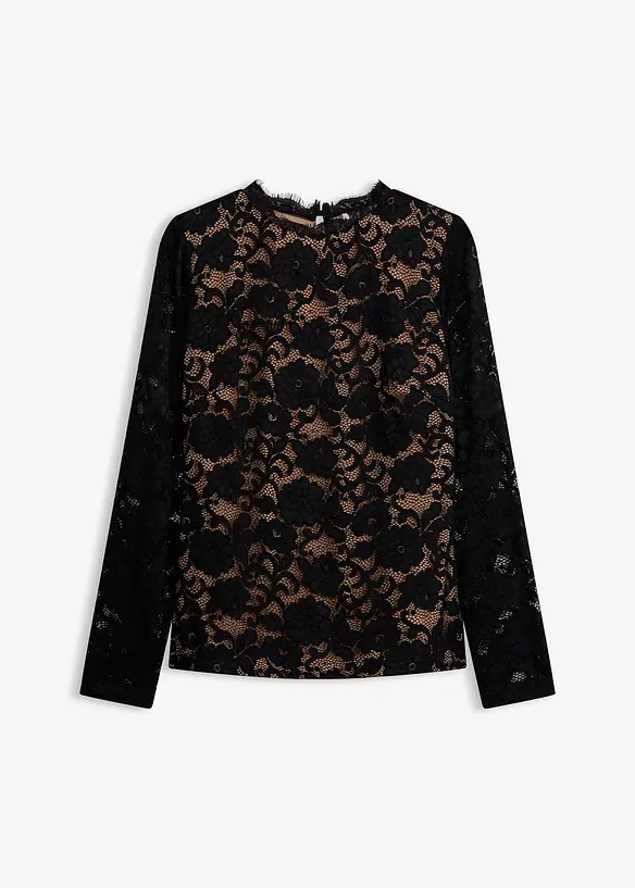 Maglia in pizzo a maniche lunghe, bonprix