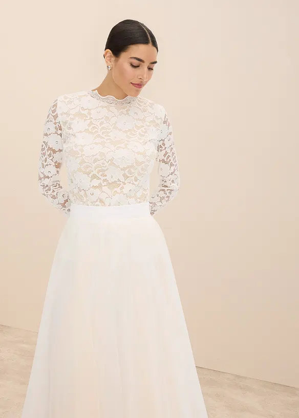 Maglia in pizzo a maniche lunghe, bonprix