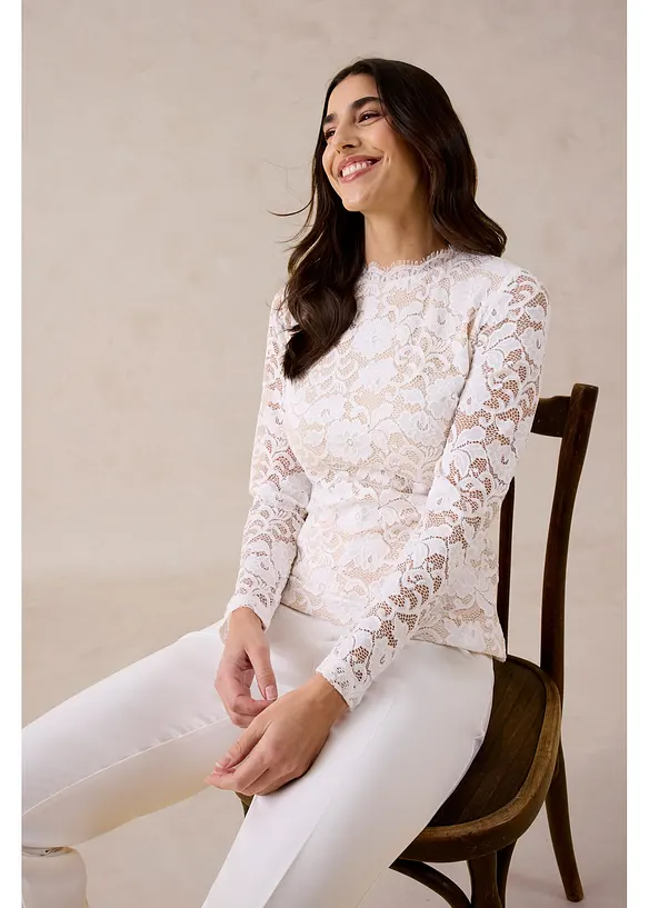 Maglia in pizzo a maniche lunghe, bonprix